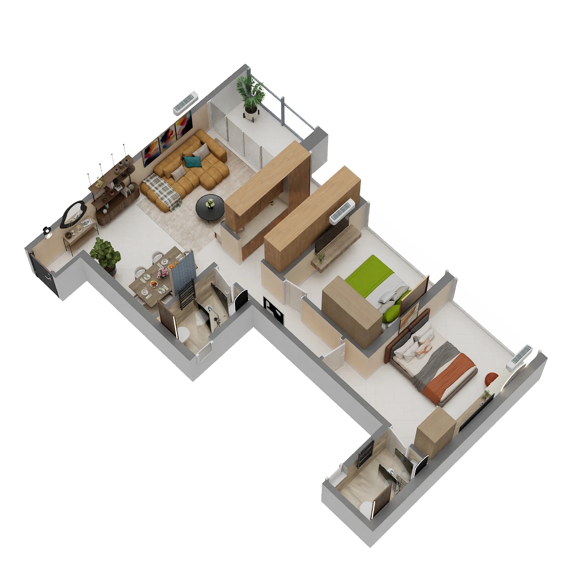 Floor plan of 2 BHK 1335 Sq. Ft. Apartment in Today Royal Estate, Navi Mumbai