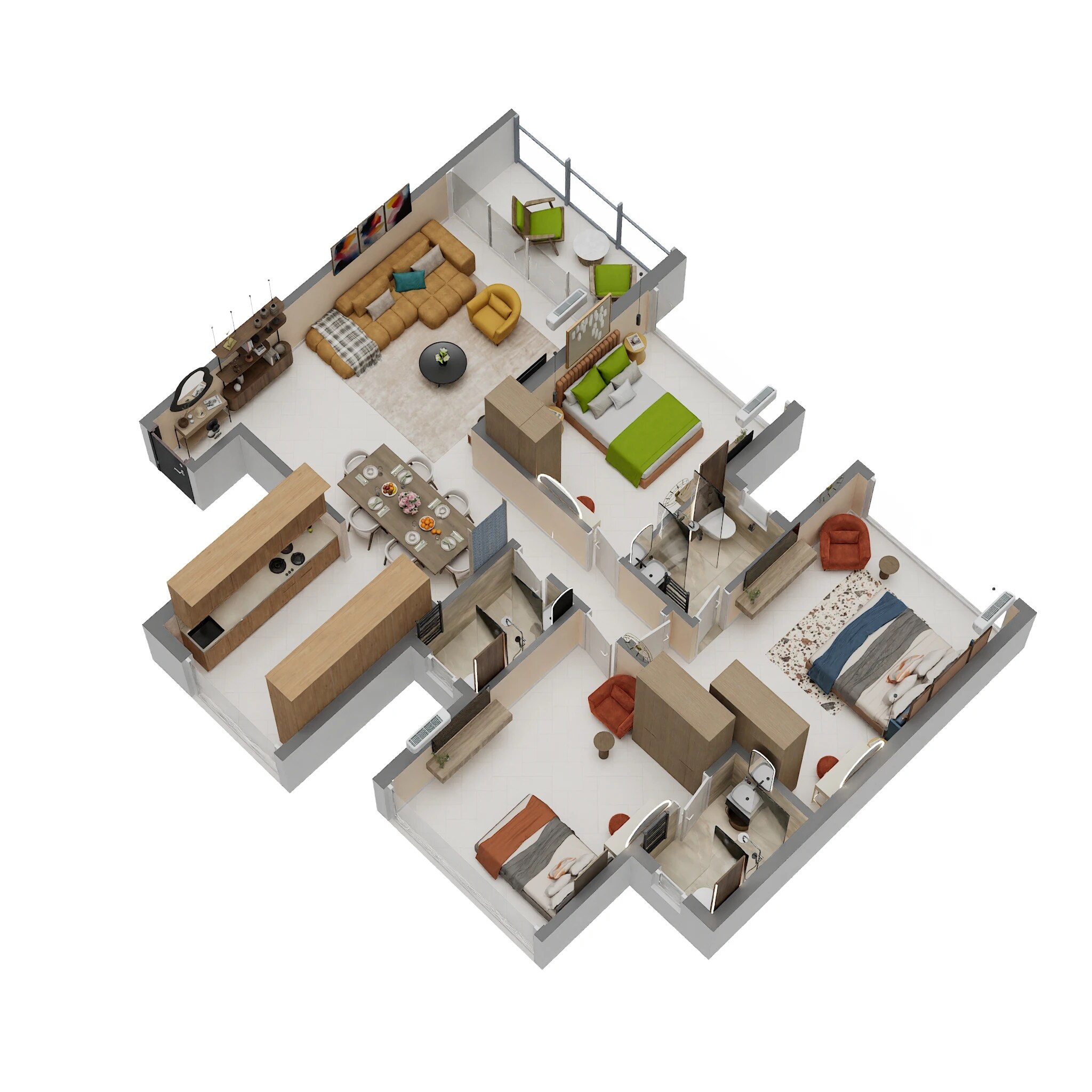 Floor plan of 3 BHK 2020 Sq. Ft. Apartment in Today Royal Estate, Navi Mumbai