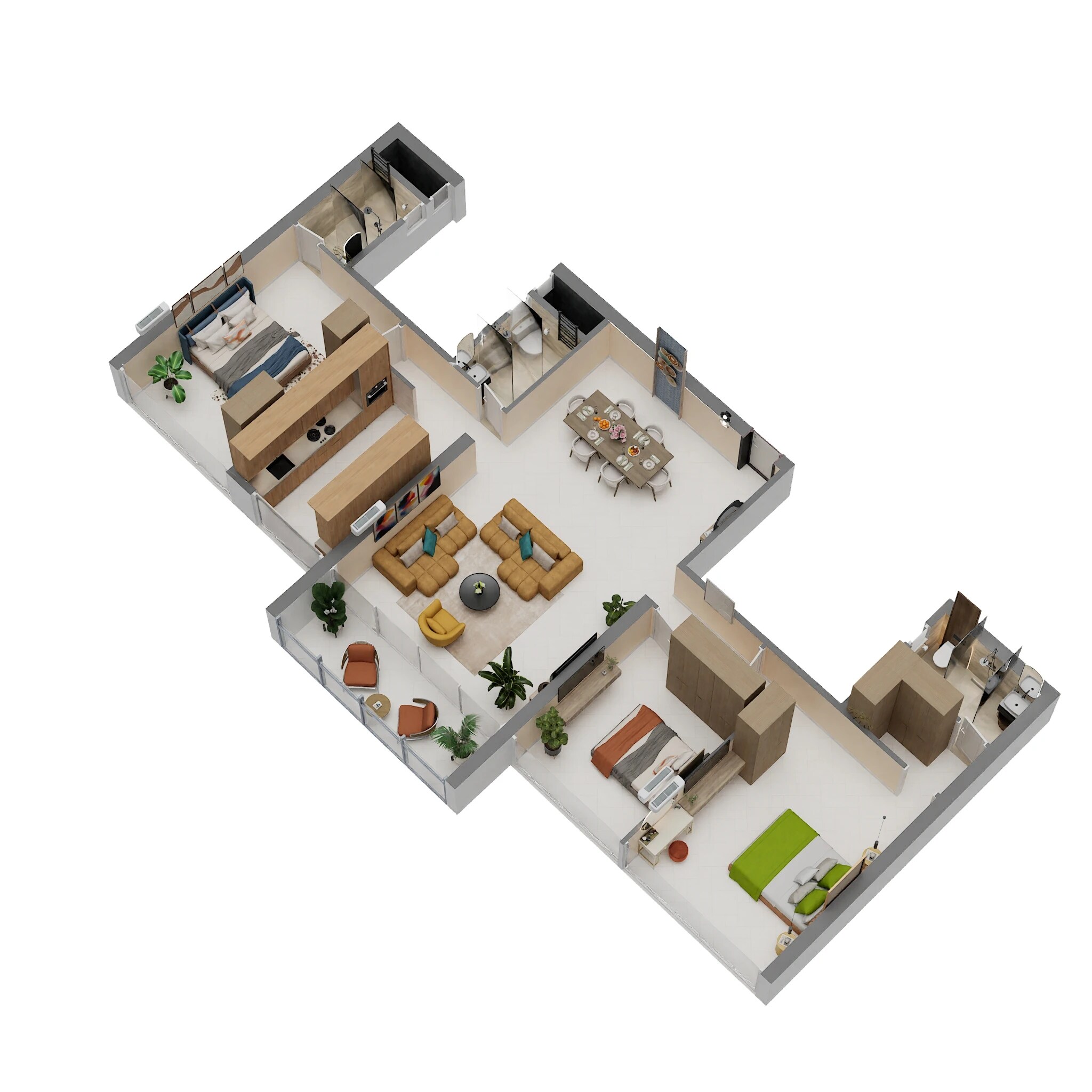 Floor plan of 3 BHK 2560 Sq. Ft. Apartment in Today Royal Estate, Navi Mumbai