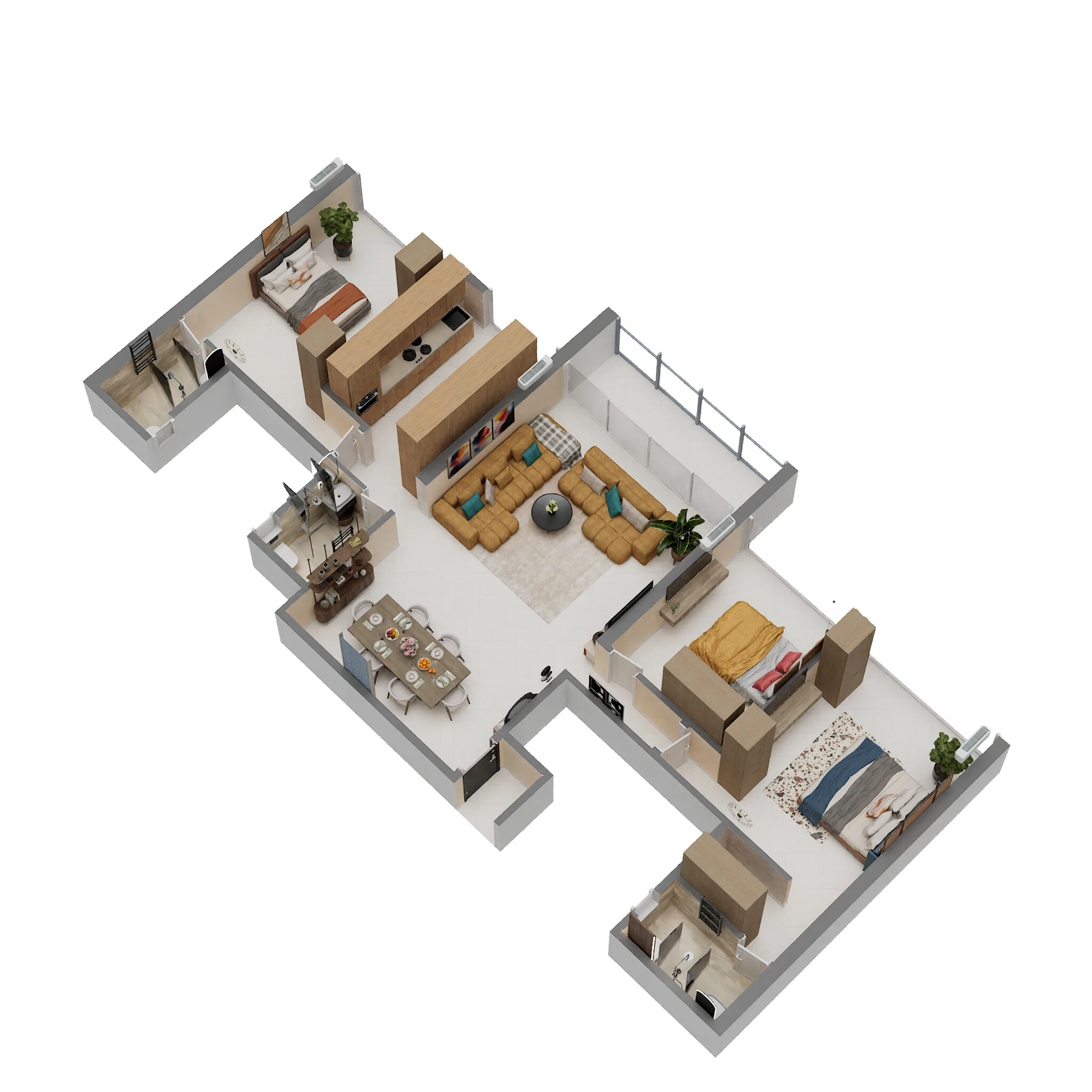 Floor plan of 3 BHK 2590 Sq. Ft. Apartment in Today Royal Estate, Navi Mumbai
