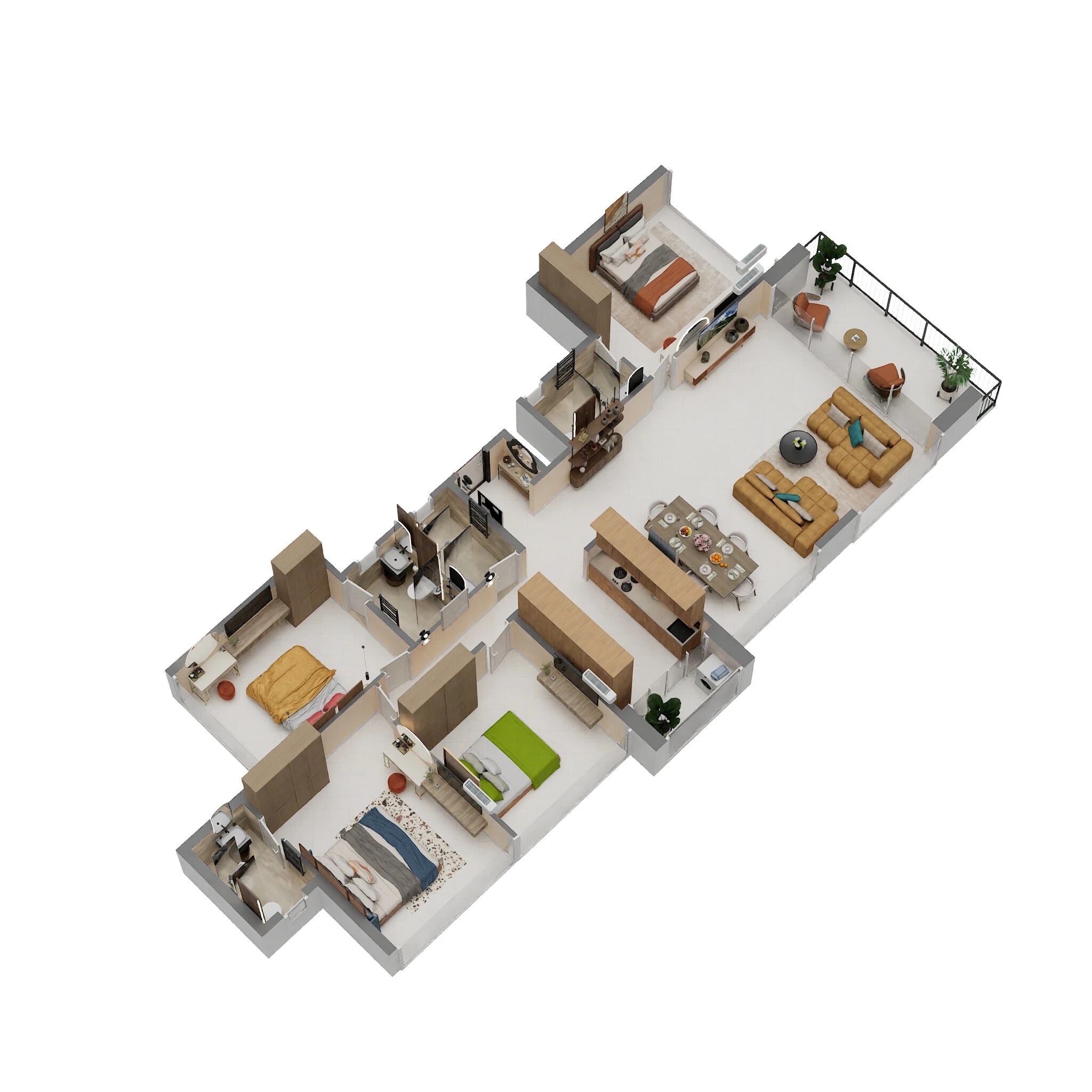 Floor plan of 4 BHK 2870 Sq. Ft. Apartment in Today Royal Estate, Navi Mumbai