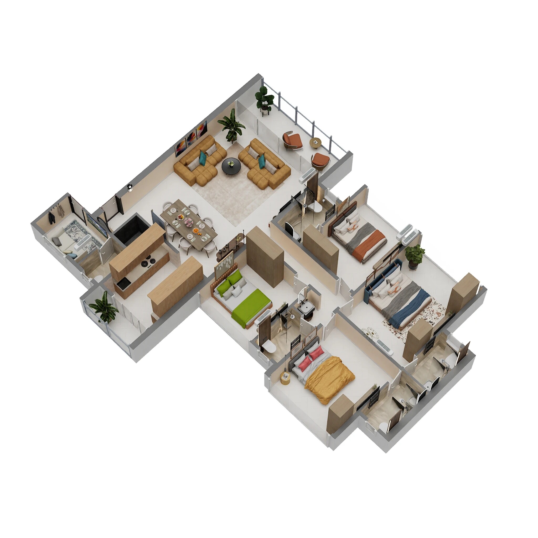 Floor plan of 4 BHK 3030 Sq. Ft. Apartment in Today Royal Estate, Navi Mumbai
