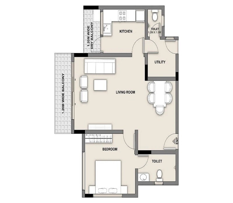 1 BHK 320 Sq. Ft. Apartment