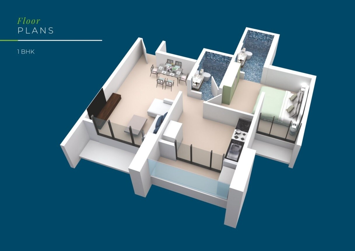 Floor plan of 1 BHK 452 Sq. Ft. Apartment in TPV Nisarg Aura, Navi Mumbai