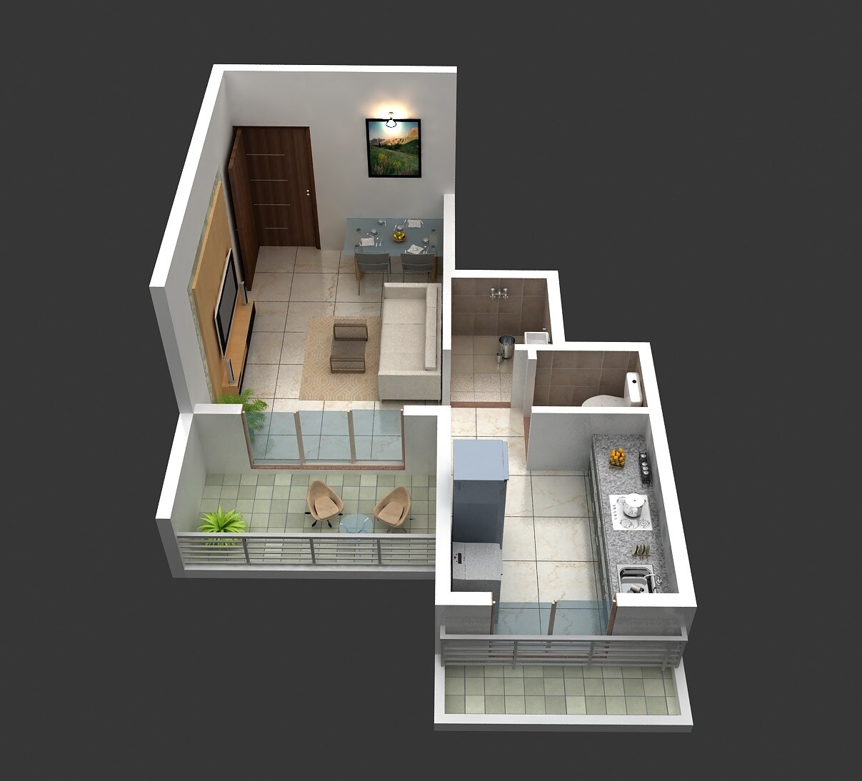 Floor plan of 233 Sq. Ft. Studio in Trinetram Vinayak Greens, Navi Mumbai