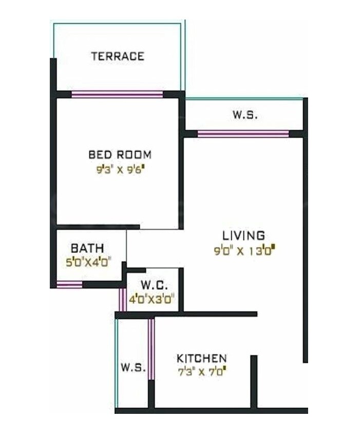 Floor plan of 1 BHK 258 Sq. Ft. Apartment in Trust Raghunath Vihar, Navi Mumbai
