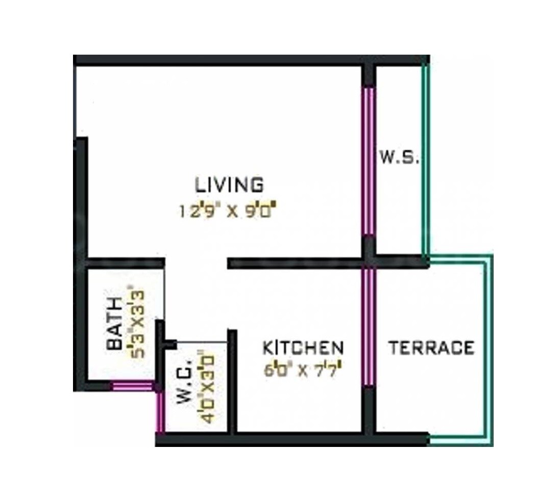 Floor plan of 163 Sq. Ft. Studio in Trust Raghunath Vihar, Navi Mumbai