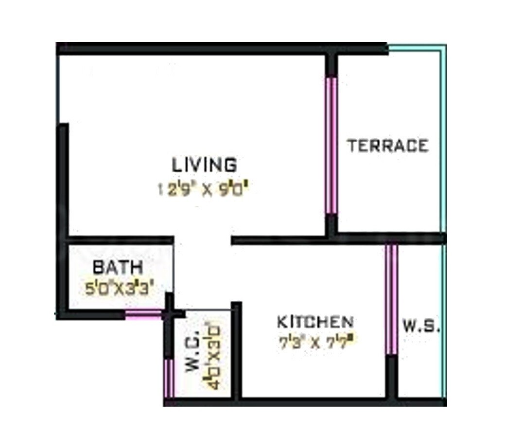 Floor plan of 205 Sq. Ft. Studio in Trust Raghunath Vihar, Navi Mumbai