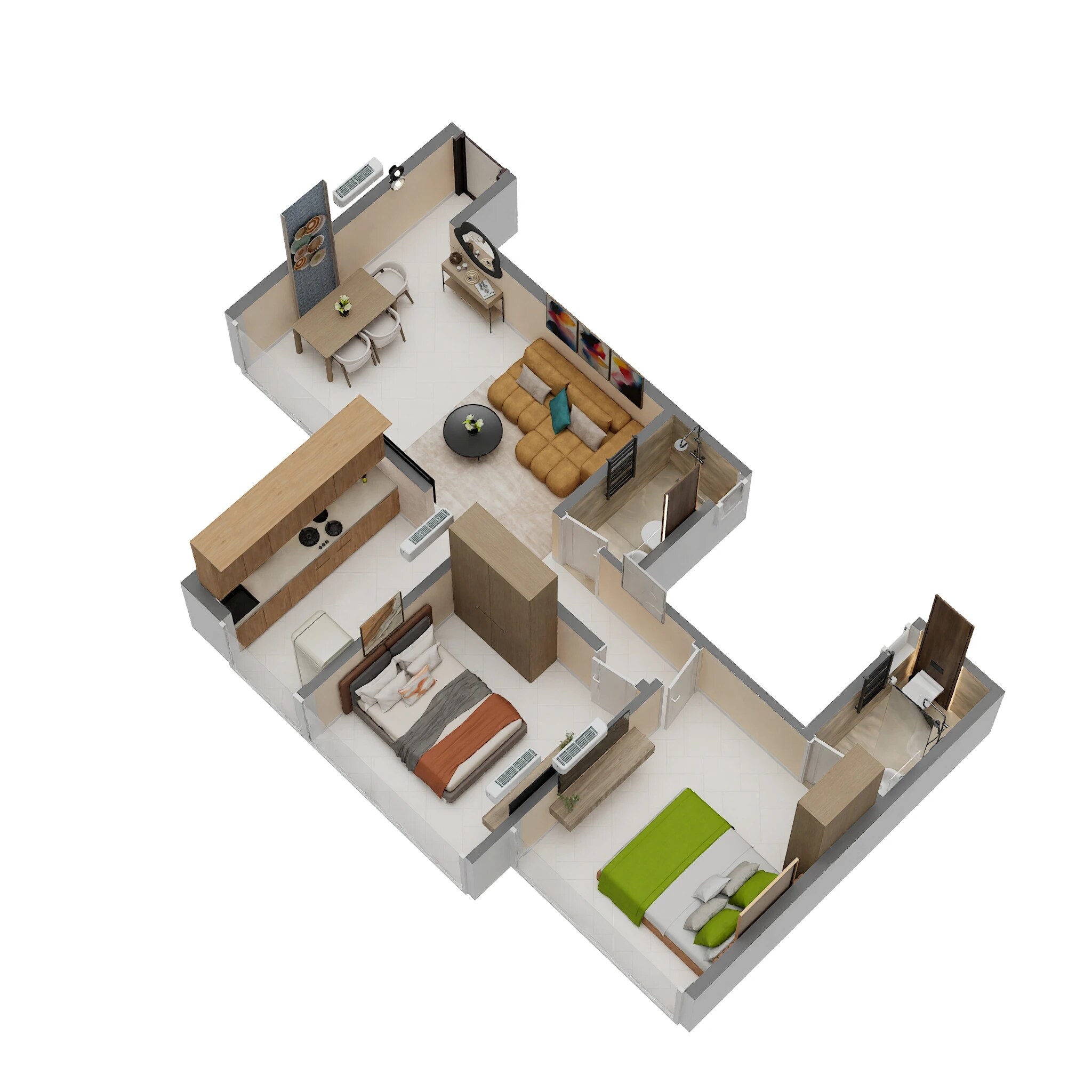 Floor plan of 2 BHK 650 Sq. Ft. Apartment in Tulip Kingdom, Navi Mumbai