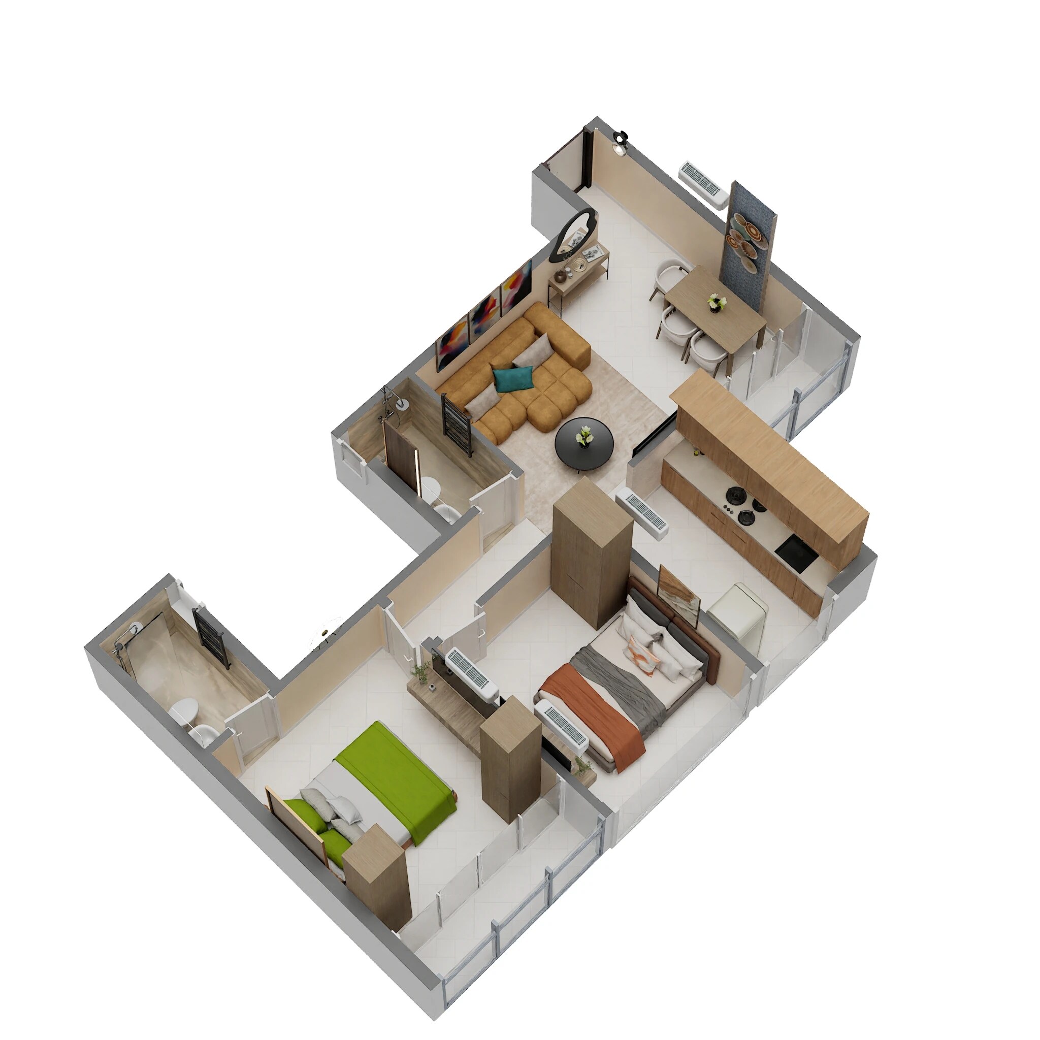 Floor plan of 2 BHK 700 Sq. Ft. Apartment in Tulip Kingdom, Navi Mumbai