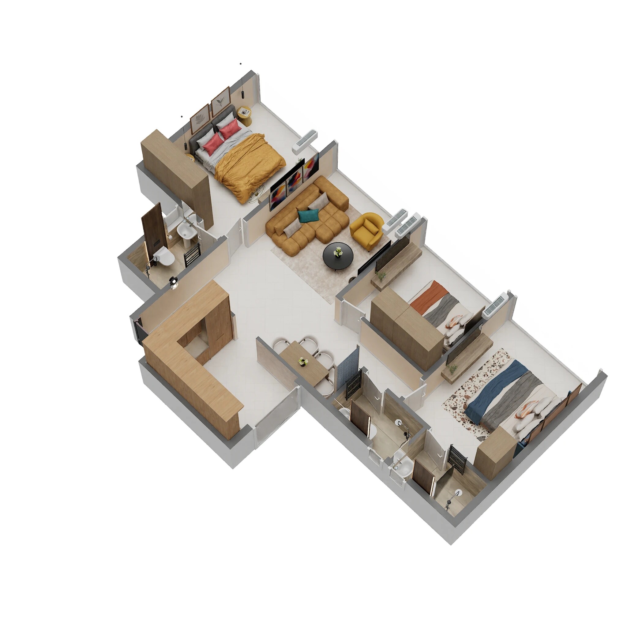 3 BHK 1021 Sq. Ft. Apartment