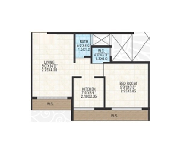 Floor plan of 1 BHK 300 Sq. Ft. Apartment in Tulsi Landmark Bhivpuri, Navi Mumbai