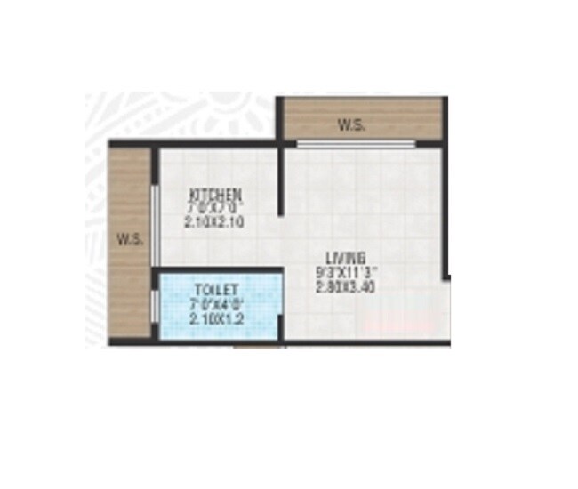 Floor plan of 208 Sq. Ft. Studio in Tulsi Landmark Bhivpuri, Navi Mumbai