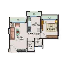 1 BHK 400 Sq. Ft. Apartment in Tulsi Nisarg