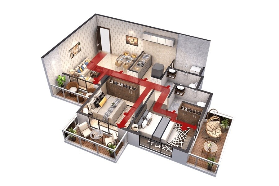 Floor plan of 2 BHK 508 Sq. Ft. Apartment in Unimax Pride, Navi Mumbai