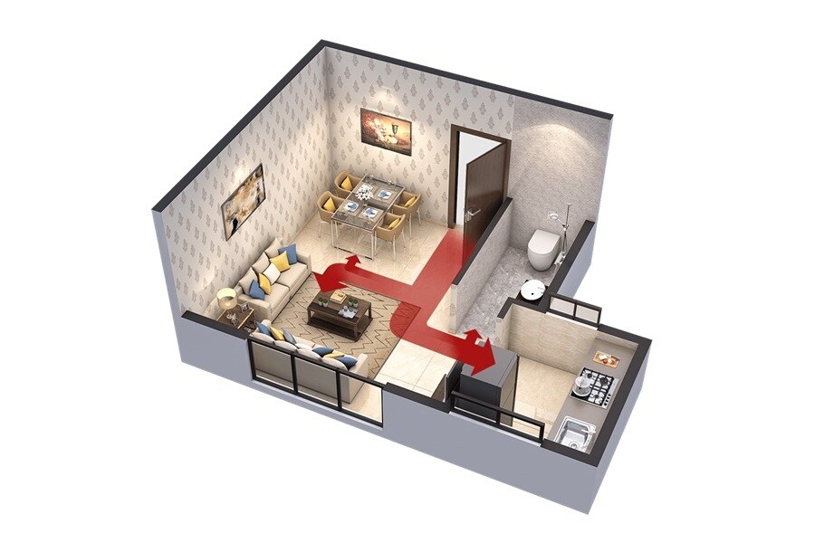 Floor plan of 220 Sq. Ft. Studio in Unimax Pride, Navi Mumbai