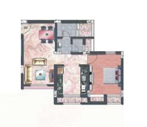 Floor plan of 1 BHK 404 Sq. Ft. Apartment in USR Yashdeep Residency, Navi Mumbai