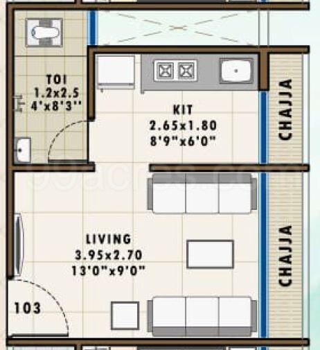 196 Sq. Ft. Studio