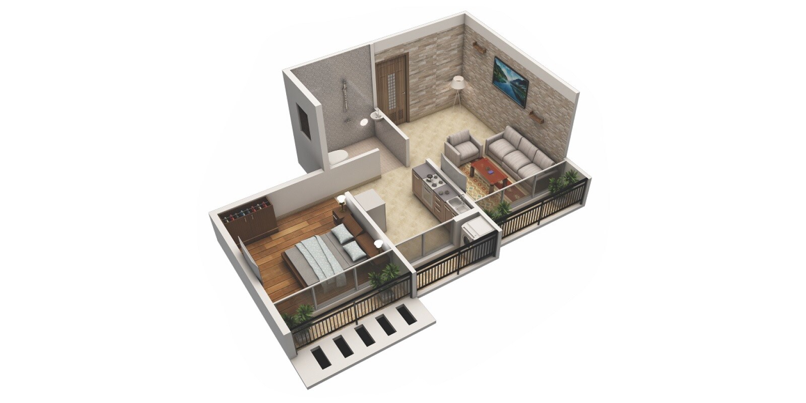 Floor plan of 1 BHK 248 Sq. Ft. Apartment in Vaishnavi Ellora, Navi Mumbai