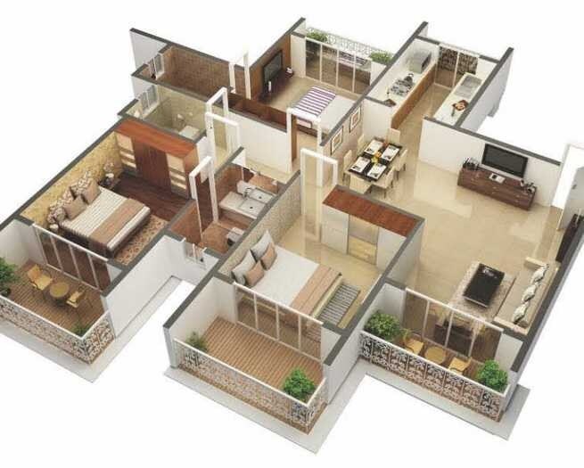 Floor plan of 3 BHK 1820 Sq. Ft. Apartment in Varsha Balaji Heritage, Navi Mumbai
