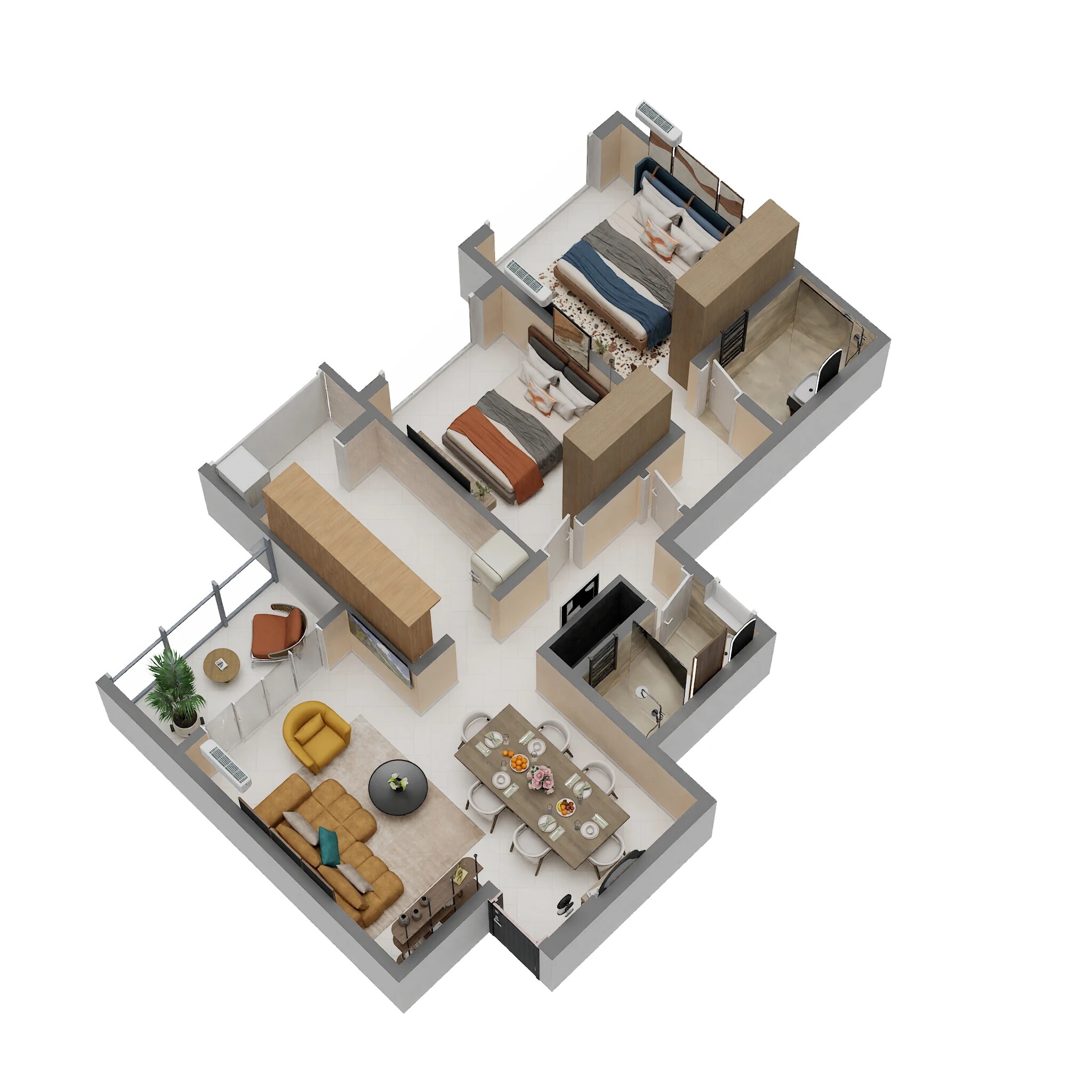 Floor plan of 2 BHK 784 Sq. Ft. Apartment in Varsha Balaji Sapphire, Navi Mumbai