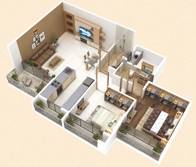 2 BHK 541 Sq. Ft. Apartment in Varsha Balaji Shrushti