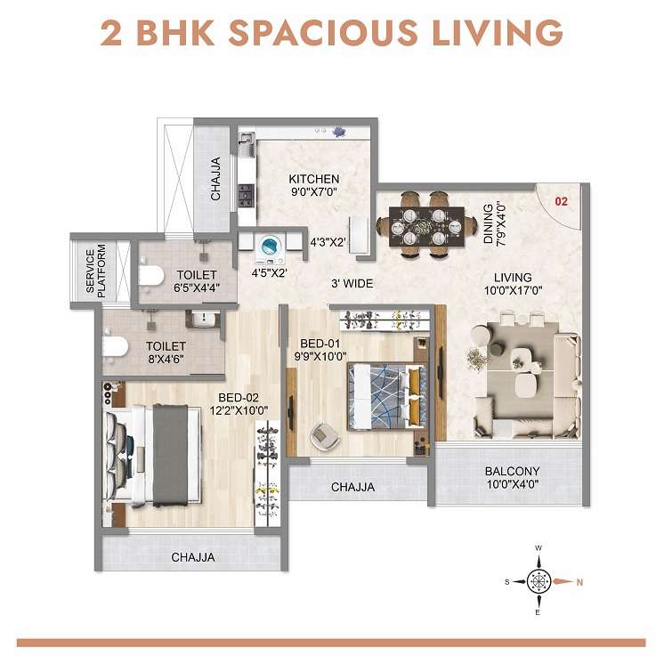 2 BHK 606 Sq. Ft. Apartment in Varsha Balaji Skyline