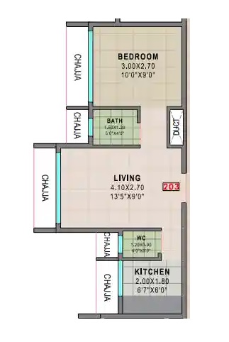 1 BHK 315 Sq. Ft. Apartment in Vasundhara Krishna Vrundavan