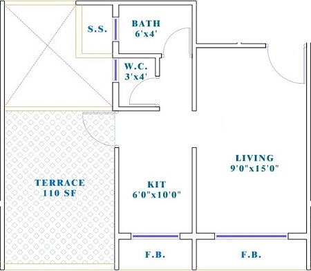 Floor plan of 240 Sq. Ft. Studio in Venus Alpine, Navi Mumbai