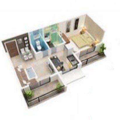 Floor plan of 1 BHK 585 Sq. Ft. Apartment in Victory Guru Shradhaa, Navi Mumbai