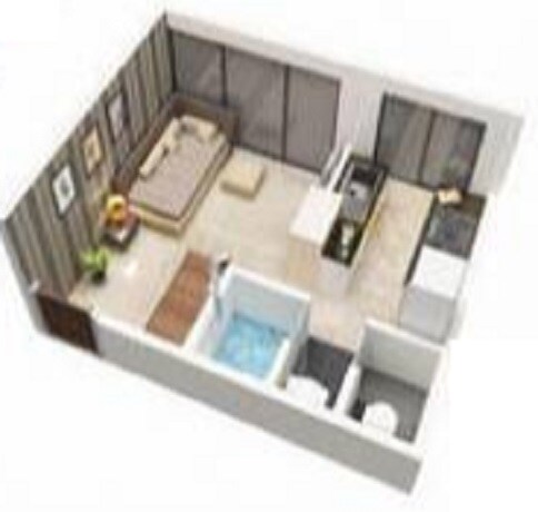 Floor plan of 1 BHK 676 Sq. Ft. Apartment in Victory Guru Shradhaa, Navi Mumbai