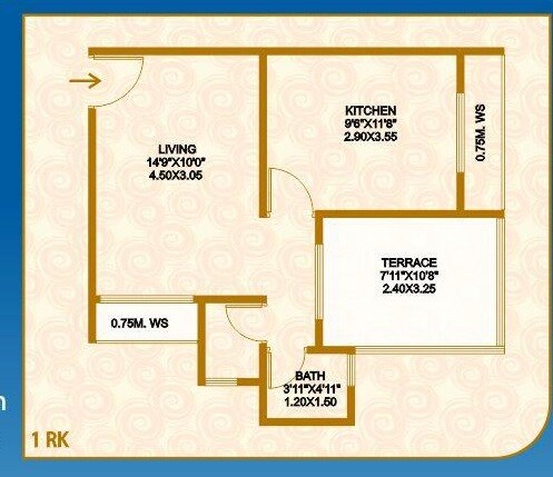Floor plan of 588 Sq. Ft. Studio in Vijay Galaxy Karjat, Navi Mumbai