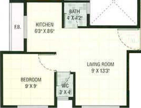Floor plan of 1 BHK 279 Sq. Ft. Villa in Villa Aangan Villa, Navi Mumbai