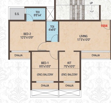 Floor plan of 2 BHK 460 Sq. Ft. Apartment in Villa Imperia Villa, Navi Mumbai