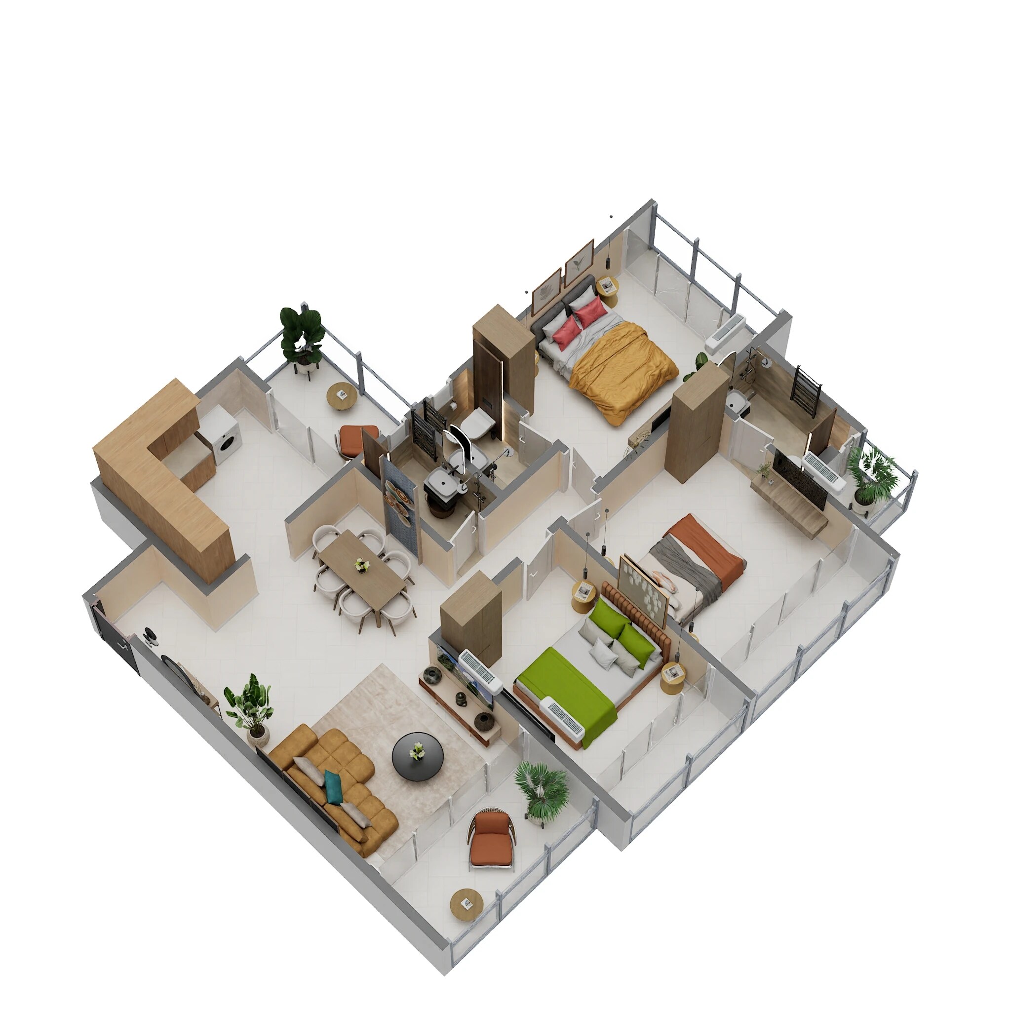 3 BHK 811 Sq. Ft. Apartment