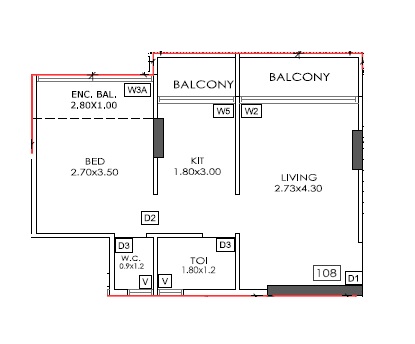 1 BHK 651 Sq. Ft. Apartment in Villa Palacia