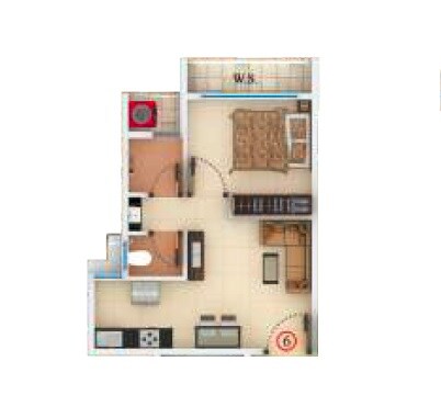 Floor plan of 1 BHK 265 Sq. Ft. Apartment in Virat Greenwoods, Navi Mumbai
