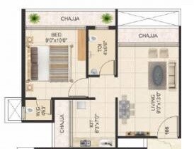 Floor plan of 1 BHK 326 Sq. Ft. Apartment in Virat Shree Siddhivinayak, Navi Mumbai