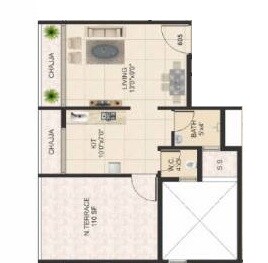 Floor plan of 213 Sq. Ft. Studio in Virat Shree Siddhivinayak, Navi Mumbai