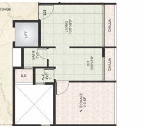 Floor plan of 230 Sq. Ft. Studio in Virat Shree Siddhivinayak, Navi Mumbai