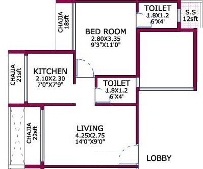 Floor plan of 1 BHK 258 Sq. Ft. Apartment in Vishrut Casablanca, Navi Mumbai