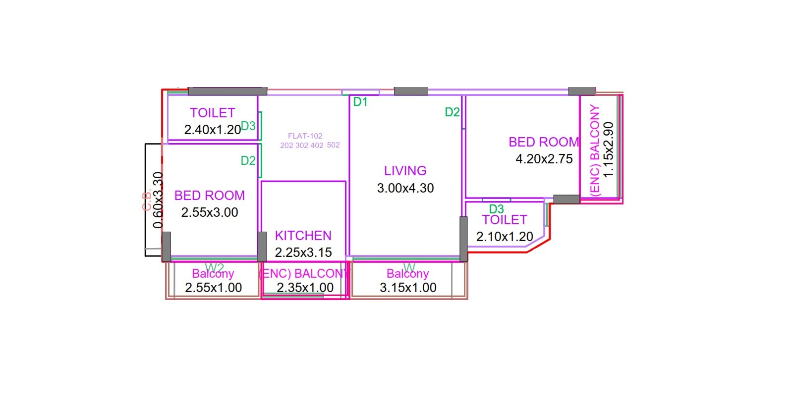 2 BHK 497 Sq. Ft. Apartment