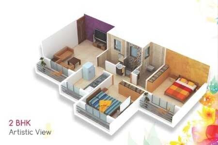 Floor plan of 2 BHK 447 Sq. Ft. Apartment in Vivek Gajanan Park, Navi Mumbai