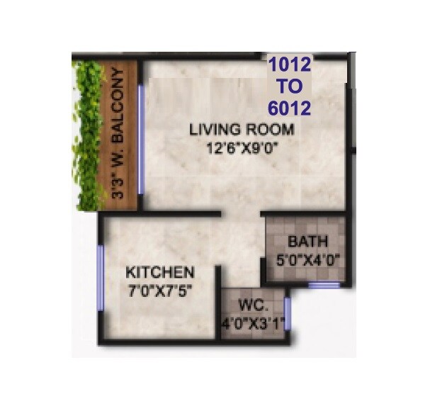 Floor plan of 252 Sq. Ft. Studio in VN Amber Heritage, Navi Mumbai