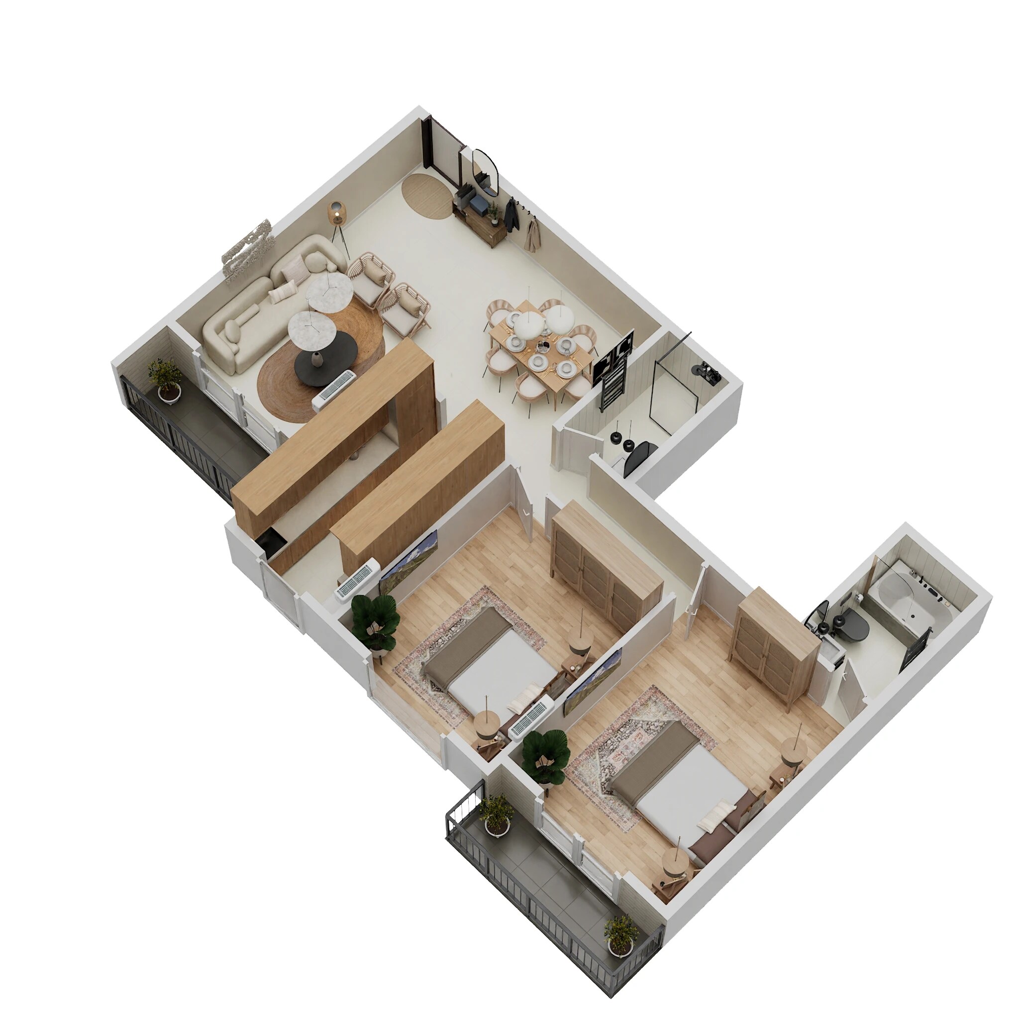 Floor plan of 2 BHK 566 Sq. Ft. Apartment in VR Swarg, Navi Mumbai