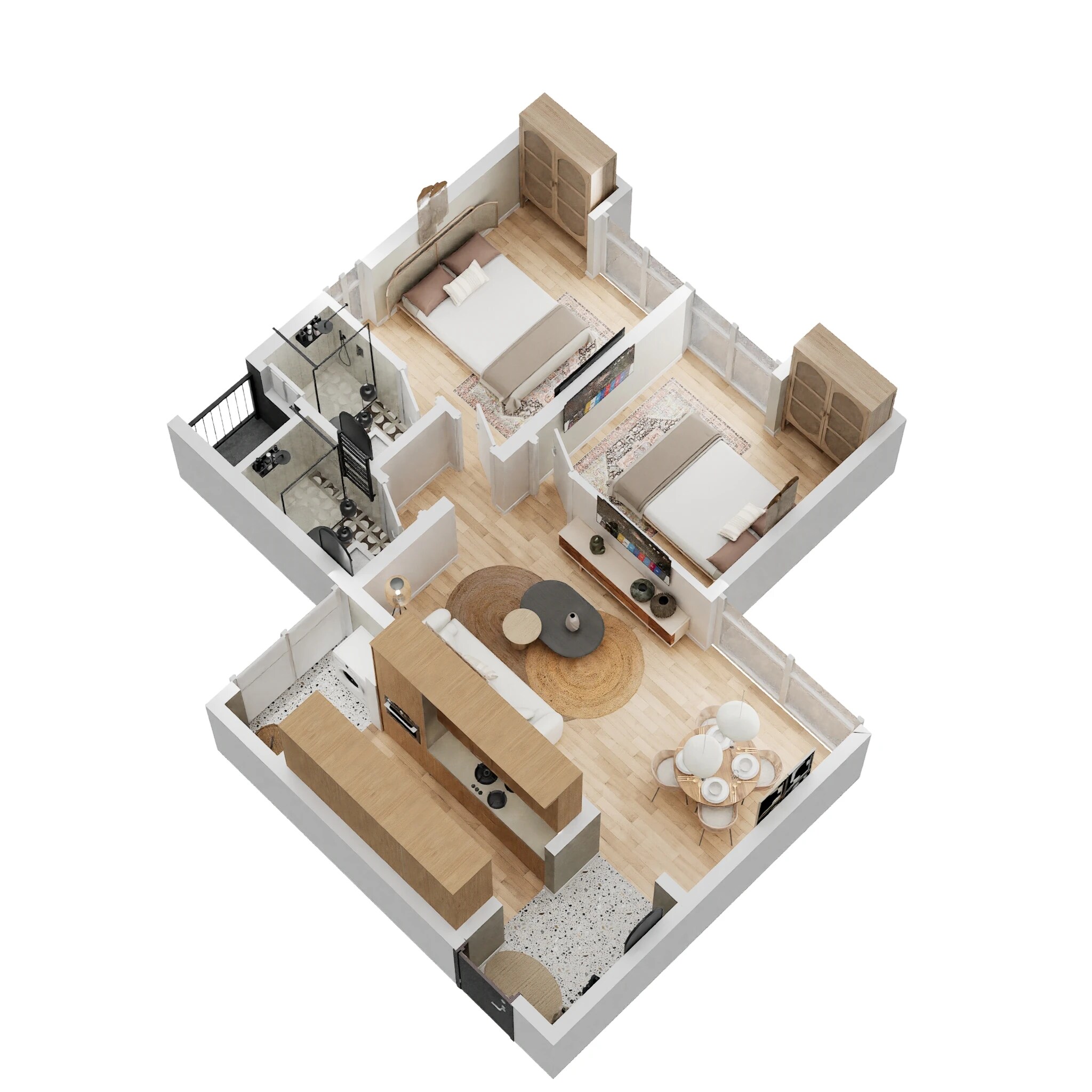 Floor plan of 2 BHK Apartment - 638 sq. ft. in Wadhwa Wise City, Navi Mumbai