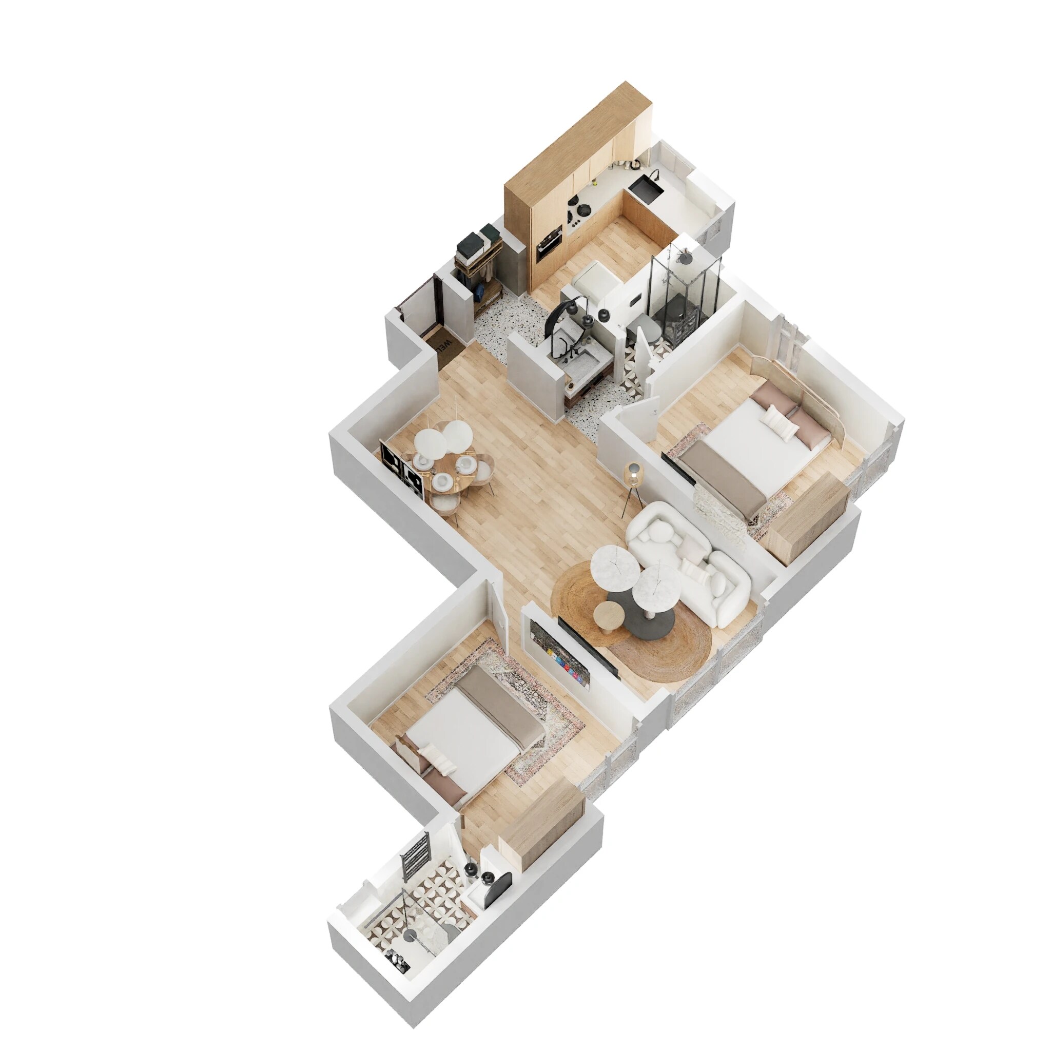 Floor plan of 2 BHK Apartment - 628 sq. ft. in Wadhwa Wise City, Navi Mumbai