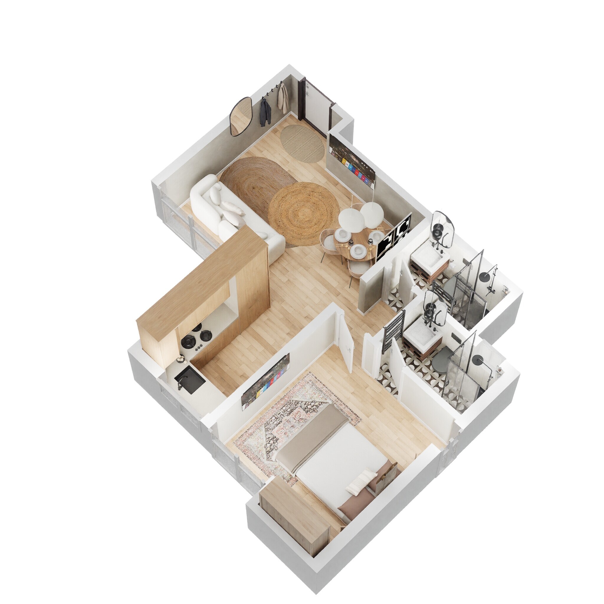 Floor plan of 1 BHK 390 Sq. Ft. Apartment in Wadhwa Wise City South Block Phase 1 B1 Wing D3, Navi Mumbai