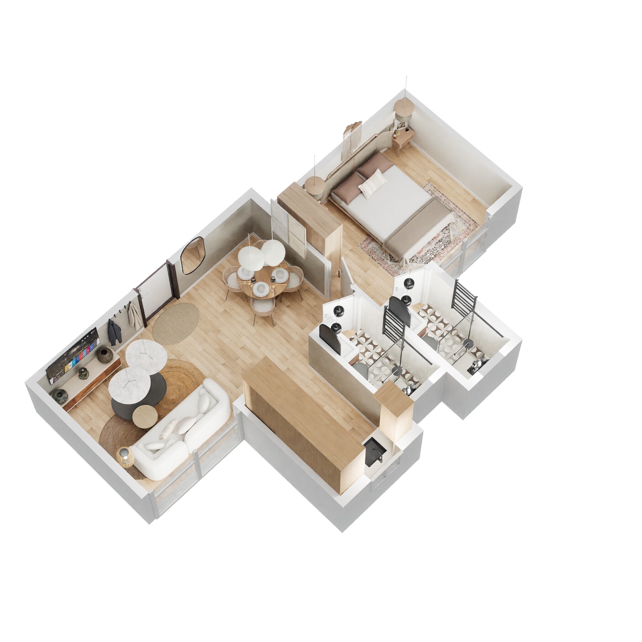 Floor plan of 1 BHK 402 Sq. Ft. Apartment in Wadhwa Wise City South Block Phase 1 B1 Wing D3, Navi Mumbai