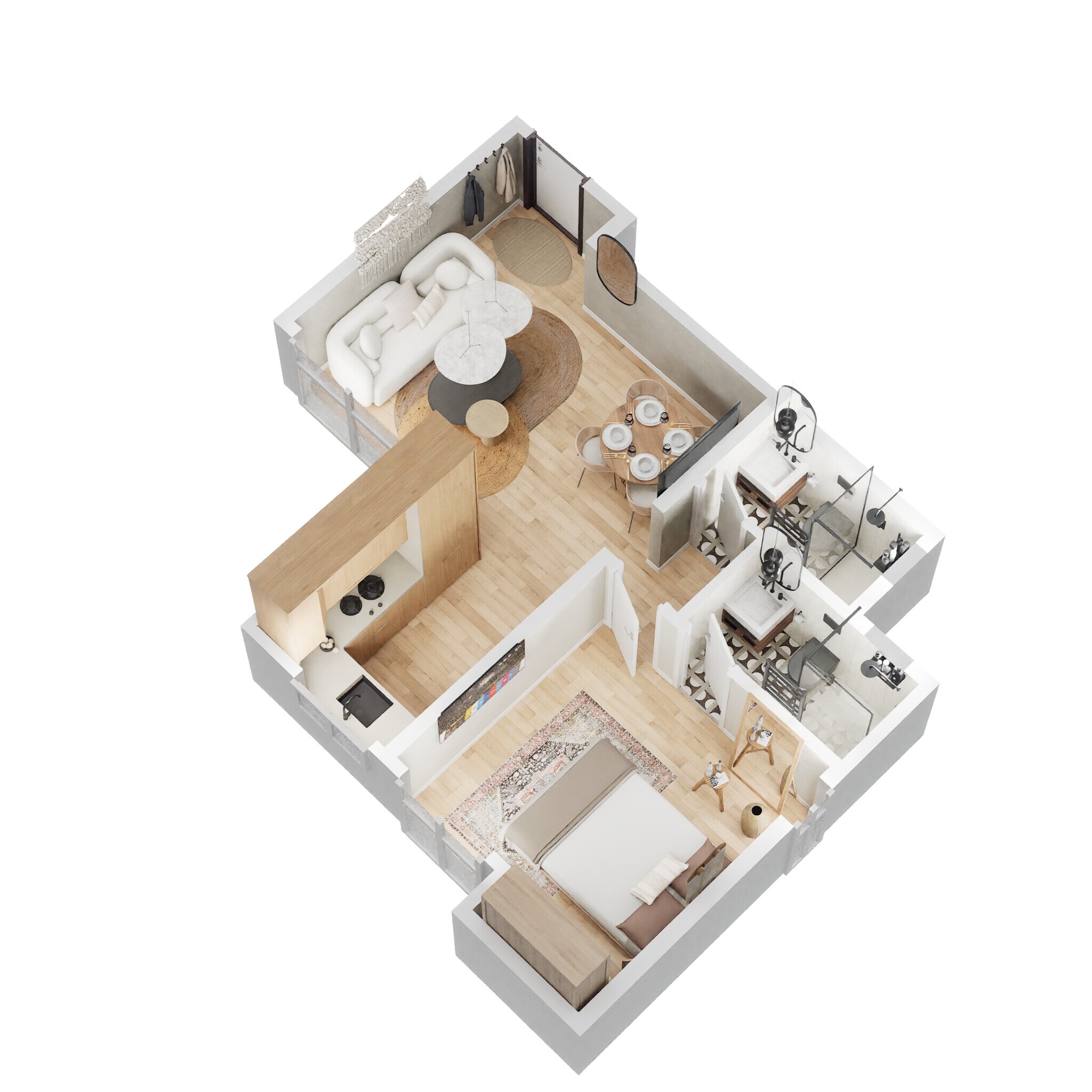 Floor plan of 1 BHK 480 Sq. Ft. Apartment in Wadhwa Wise City South Block Phase 1 B3 Wing C1, Navi Mumbai